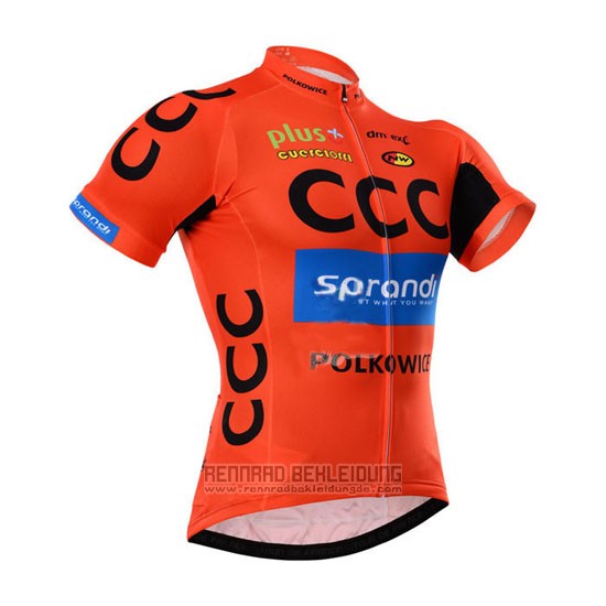 2015 Fahrradbekleidung CCC Shwarz und Orange Trikot Kurzarm und Tragerhose